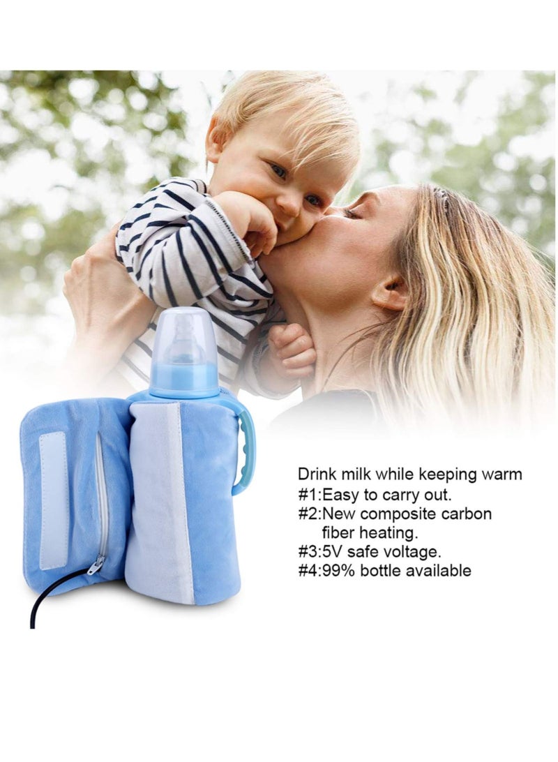 كابتن تيك Bottle Warmer, USB Portable Travel Mug Milk Heater Bottle Heater Feeding Bottle Infant Storage Bag, Sandwich Type Structure Heat Insulation Safe Design - Image 3