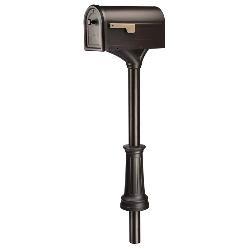 Architectural Mailboxes Roxburyâ„¢ Weather-Resistant Steel Metal Mailbox for outside with Post, Rubbed Bronze, Medium Curbside Mailbox with Magnetic Latch, USPS Approved for Residential Delivery - Image 1