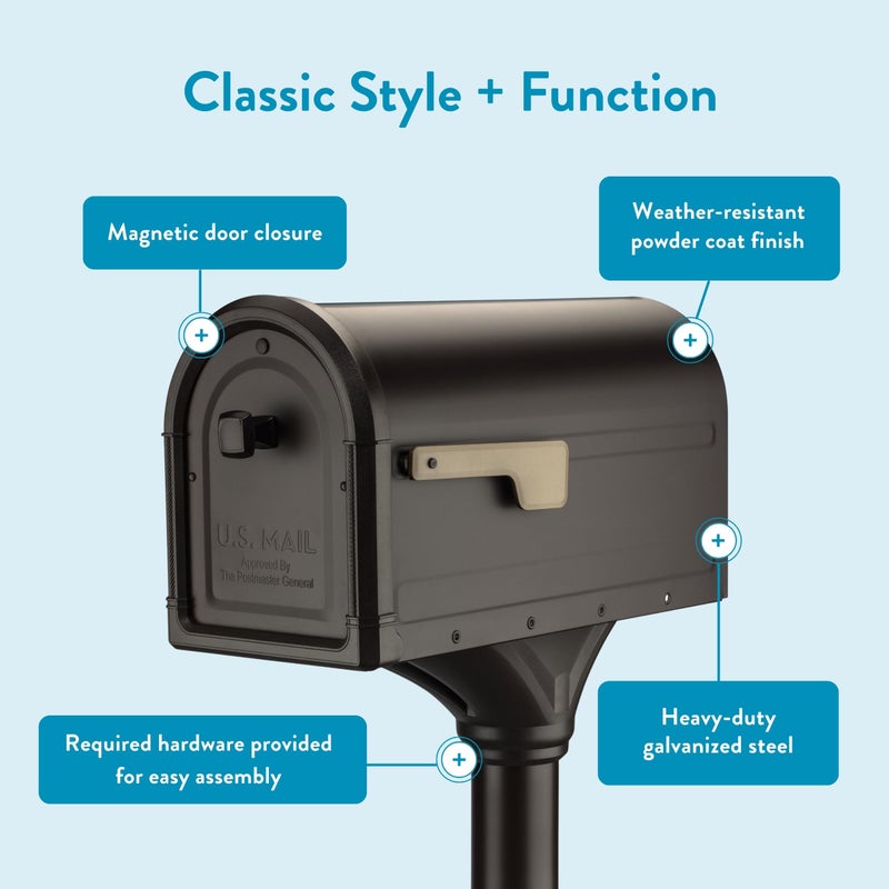 Architectural Mailboxes Roxburyâ„¢ Weather-Resistant Steel Metal Mailbox for outside with Post, Rubbed Bronze, Medium Curbside Mailbox with Magnetic Latch, USPS Approved for Residential Delivery - Image 5