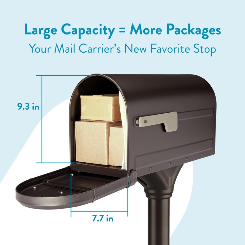 Architectural Mailboxes Roxburyâ„¢ Weather-Resistant Steel Metal Mailbox for outside with Post, Rubbed Bronze, Medium Curbside Mailbox with Magnetic Latch, USPS Approved for Residential Delivery - Image 4
