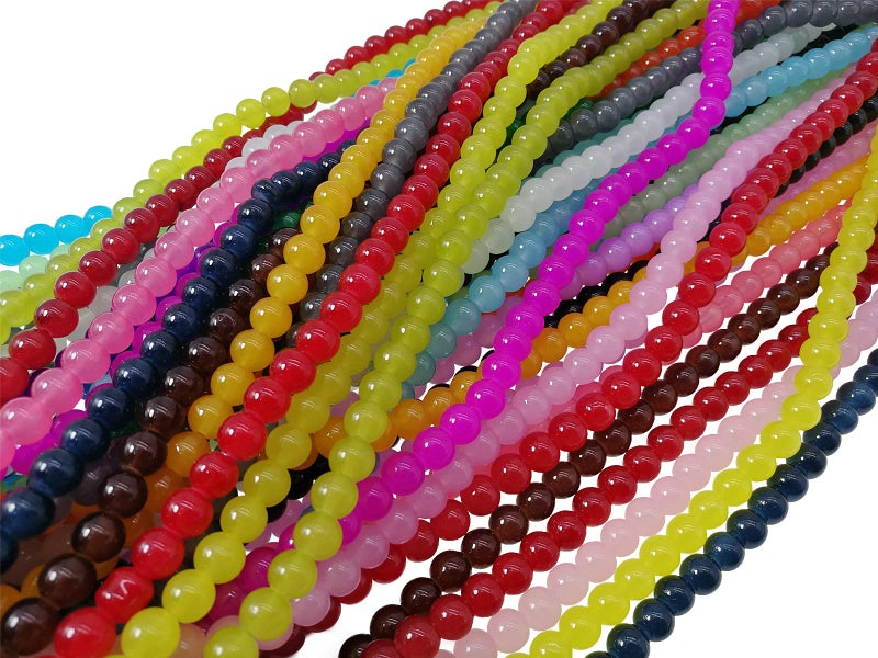 Pamir Tong 1000PCS 8mm Glass Round Beads Bulk Imitative Jade Beads Bracelet Loose Beads for Jewelry Making Earring Necklaces and DIY Crafts