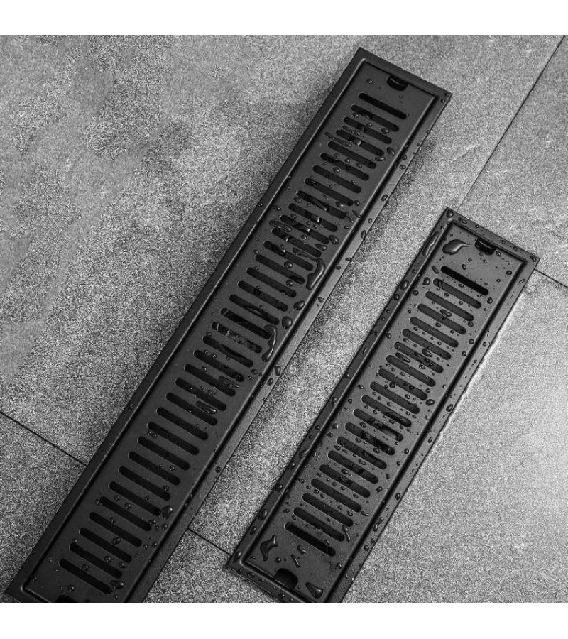 Black 304 Stainless Steel Long Floor Drain Anti Odor For Hotel Bathroom - Image 5