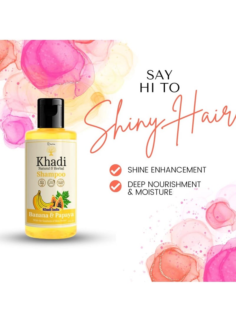 Khadi Banana & Papaya Organic & Herbal Shampoo | Deep Nourishment & Shine | Sulfate & Paraben Free | 210 ML - Image 2