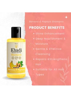 Khadi Banana & Papaya Organic & Herbal Shampoo | Deep Nourishment & Shine | Sulfate & Paraben Free | 210 ML  - Image 4