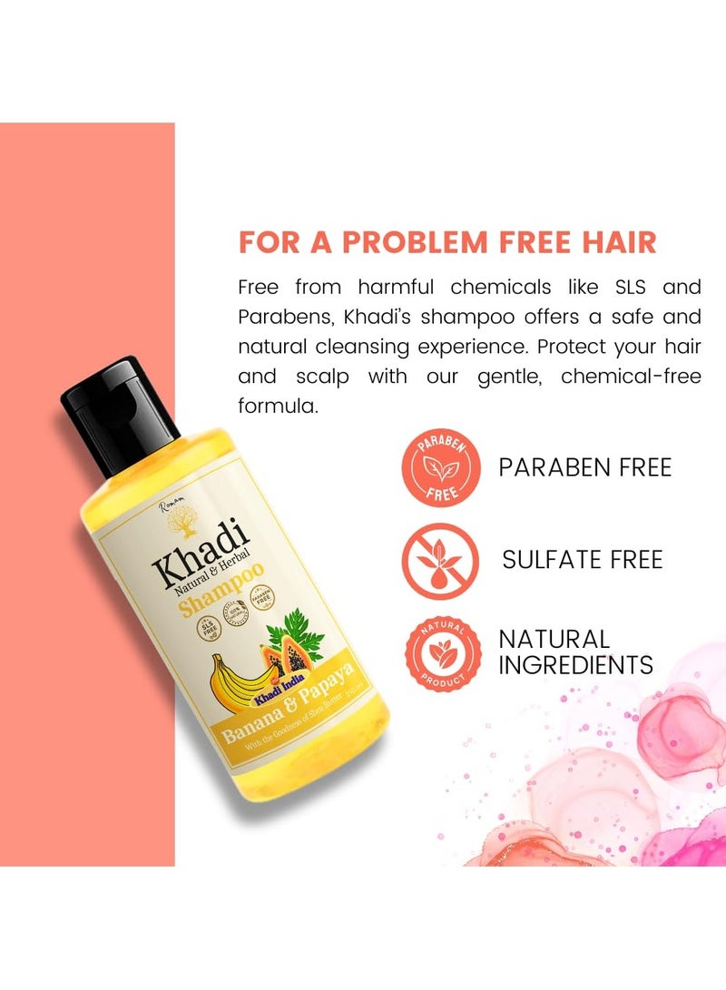 Khadi Banana & Papaya Organic & Herbal Shampoo | Deep Nourishment & Shine | Sulfate & Paraben Free | 210 ML - Image 5