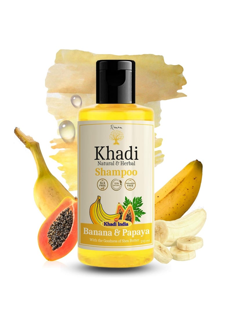 Khadi Banana & Papaya Organic & Herbal Shampoo | Deep Nourishment & Shine | Sulfate & Paraben Free | 210 ML - Image 1