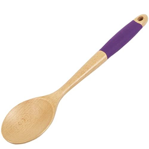 Chef Craft Premium Silicone Handle Wooden Spoon Set, 14 inch, Purple - Image 3