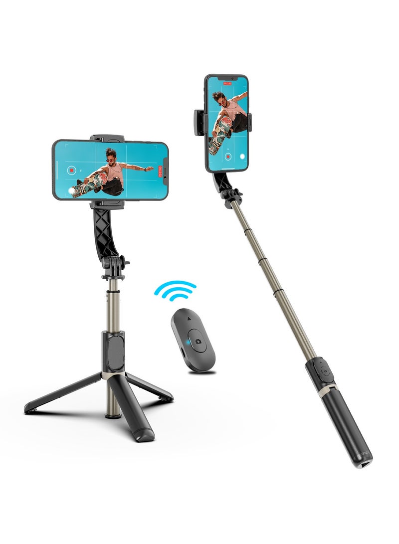 Q08 Handheld Gimbal Stabilizer for Smartphone 1-Axis with Selfie Stick Tripod Stand Wireless Bluetooth Remote for iPhone Android