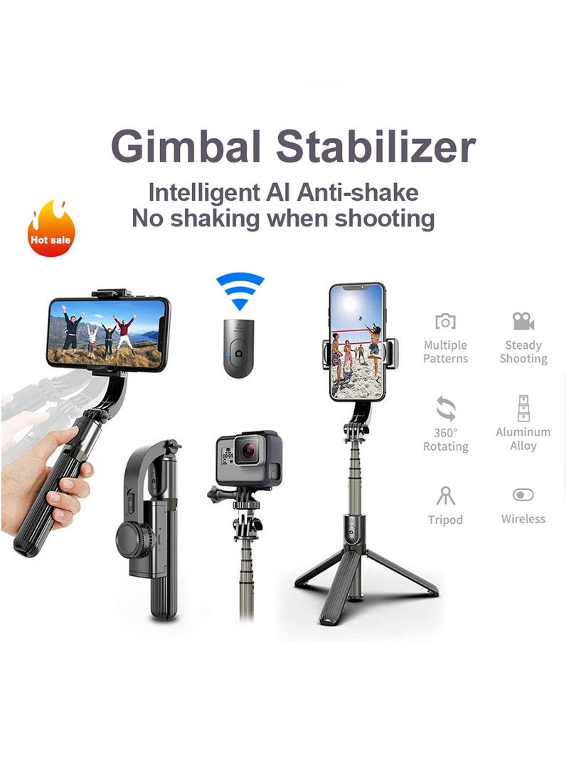 Q08 Handheld Gimbal Stabilizer for Smartphone 1-Axis with Selfie Stick Tripod Stand Wireless Bluetooth Remote for iPhone Android
