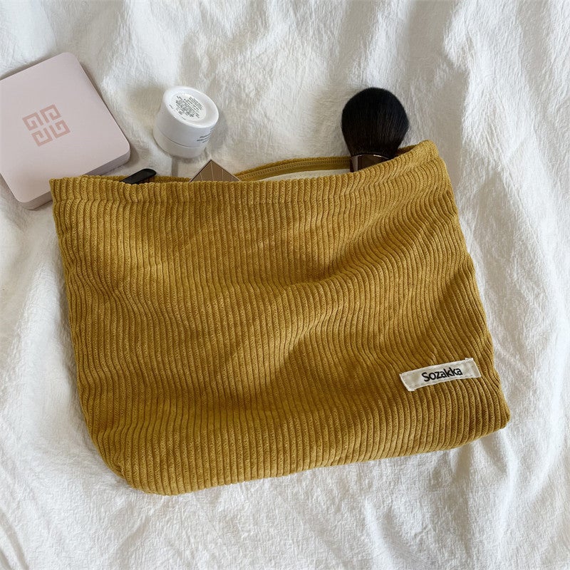 Large Capacity Corduroy Cosmetic Clutch Bag Ginger yellow