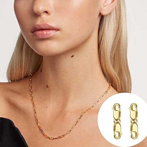 ALEXCRAFT Bracelet Extender Gold Necklace Clasps and Closures 14K Gold Plated 925 Sterling Silver Double Lobster Clasp Double Claw Connector for DIY Jewelry Making（2pcs） - Image 4