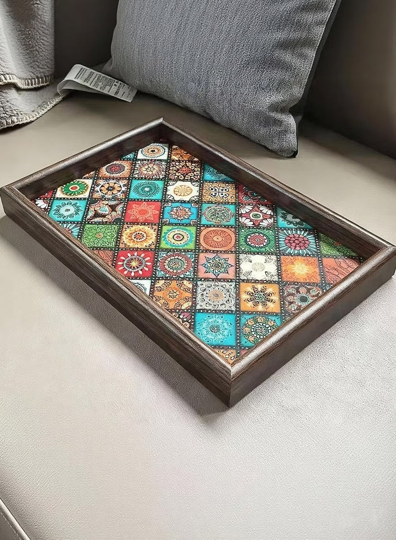 2pcs مستطيل خدمة علبة طاولة القهوة، الشاي، الأغذية، الخادم - كونتروب، المطبخ، الغرور خدمة علبة، المجوهرات درج منظم عرض 28 * 18 سم، النمط البوهيمي - Image 2