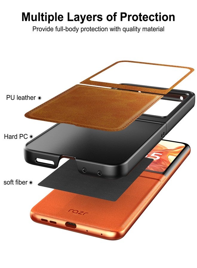 Foluu for Motorola Razr 2024/2025 Case [Not fit Razr Plus 2024], Moto Razr 2024/2025 Leather Case, PU Leather + Hard PC Shell Ultra Thin Slim Durable Protective Phone Cover for Razr 2024/2025 Yellow - Image 4