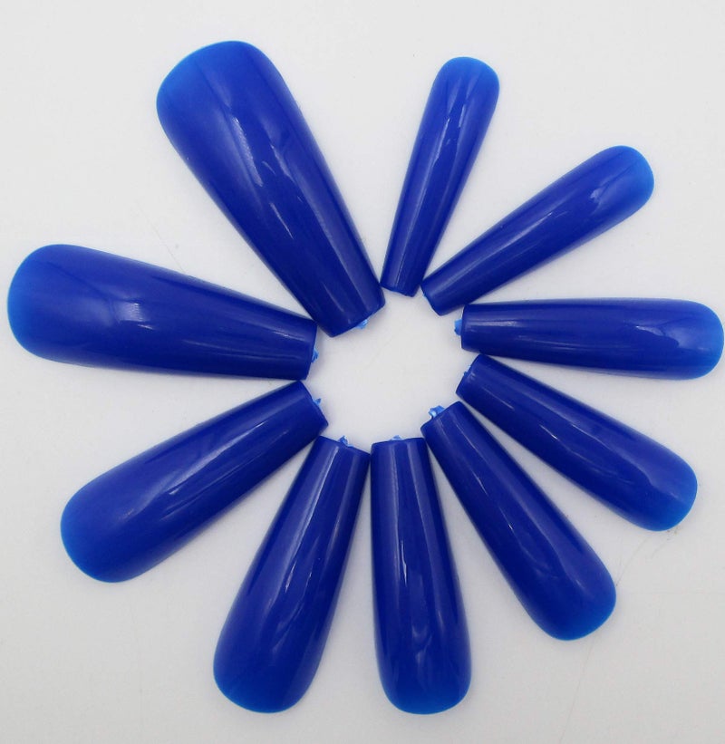 LifexTol Colored Coffin Press on Nails Long Ballerina False Fake Nail Tips Full Cover Manicure Design Acrylic Nails 100pc for Women Teen Girls (Royal Blue) - Image 5
