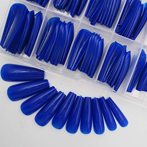 LifexTol Colored Coffin Press on Nails Long Ballerina False Fake Nail Tips Full Cover Manicure Design Acrylic Nails 100pc for Women Teen Girls (Royal Blue) - Image 4