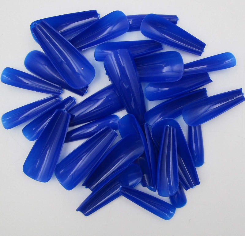 LifexTol Colored Coffin Press on Nails Long Ballerina False Fake Nail Tips Full Cover Manicure Design Acrylic Nails 100pc for Women Teen Girls (Royal Blue) - Image 3