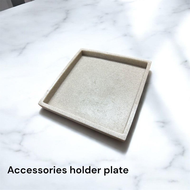 MERISH Modern Bathroom Accessories Set, Grey Concrete with Chrome Soap Dispenser Soap Dispenser,Tray,Tumbler, Marble Set Rameshwaram Marble, Bathroom Accessory - Image 5