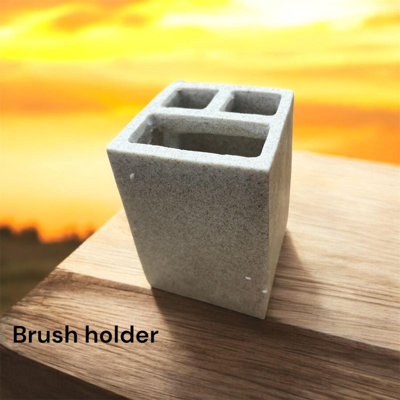 MERISH Modern Bathroom Accessories Set, Grey Concrete with Chrome Soap Dispenser Soap Dispenser,Tray,Tumbler, Marble Set Rameshwaram Marble, Bathroom Accessory - Image 3