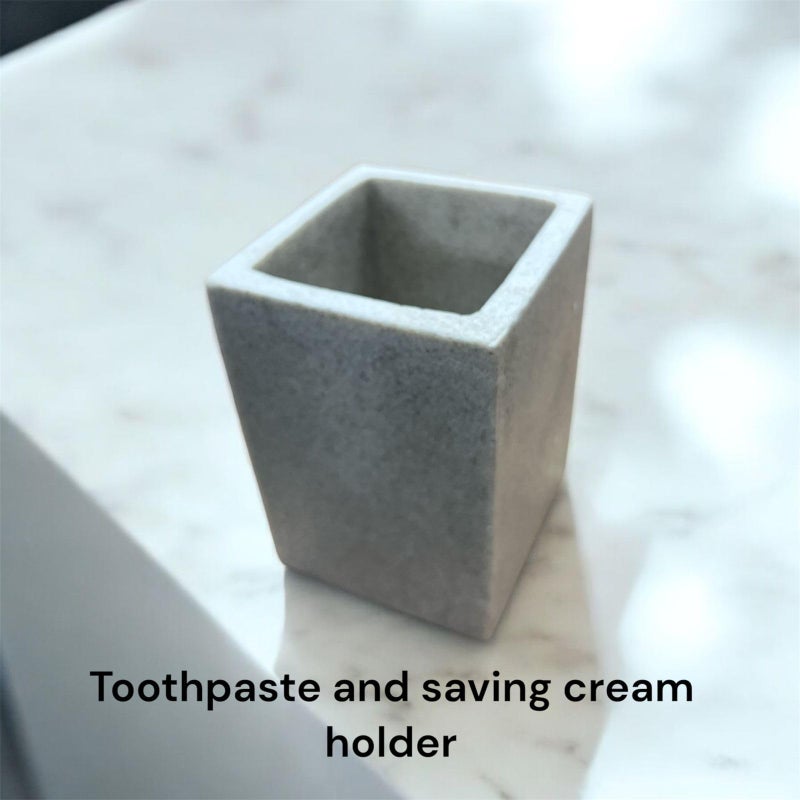 MERISH Modern Bathroom Accessories Set, Grey Concrete with Chrome Soap Dispenser Soap Dispenser,Tray,Tumbler, Marble Set Rameshwaram Marble, Bathroom Accessory - Image 2