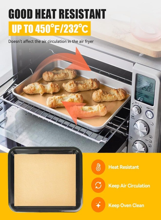MMH 130PCs Paper Liners and 4PCs Reusable Teflon Baking Mats Compatible with Breville BOV860BSS Smart Oven Air Fryer Accessories, Food Grade Unbleached Parchment Paper Nonstick Oven Liners Mat PFOA Free - Image 2