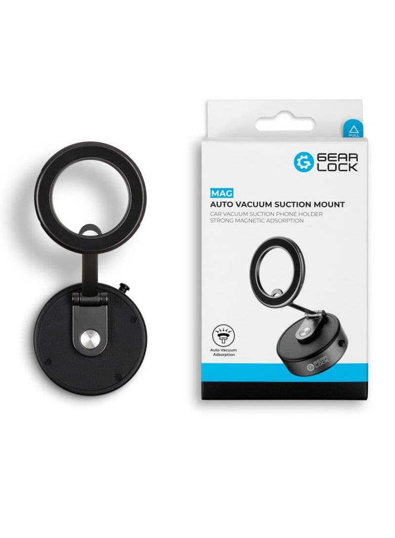 Gear Lock MagSafe Phone Stand with Automatic Suction Base for Car - Black - Image 1