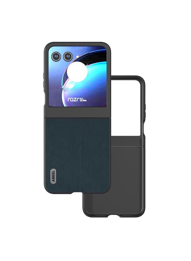 S-TOP Case For Motorola Razr 50 ABEEL Genuine Leather Wave Black Edge Phone Case - Image 1