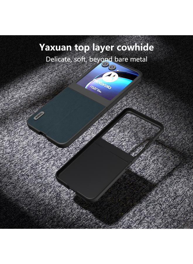 S-TOP Case For Motorola Razr 50 ABEEL Genuine Leather Wave Black Edge Phone Case - Image 4