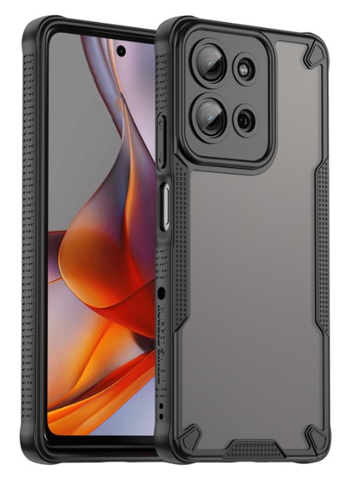 for Motorola G75 5G Case, TPU + PC Cover Full Portection Shockproof Flexible Frosted Phone Case for Motorola G75 5G, Black - Image 1