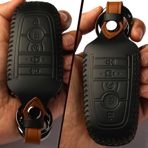 LYGKMU Car Key Fob Cover Compatible with Ford F-150 Mustang Key Fob Case Suit for Keyless Remote Control（A-Black） - Image 3