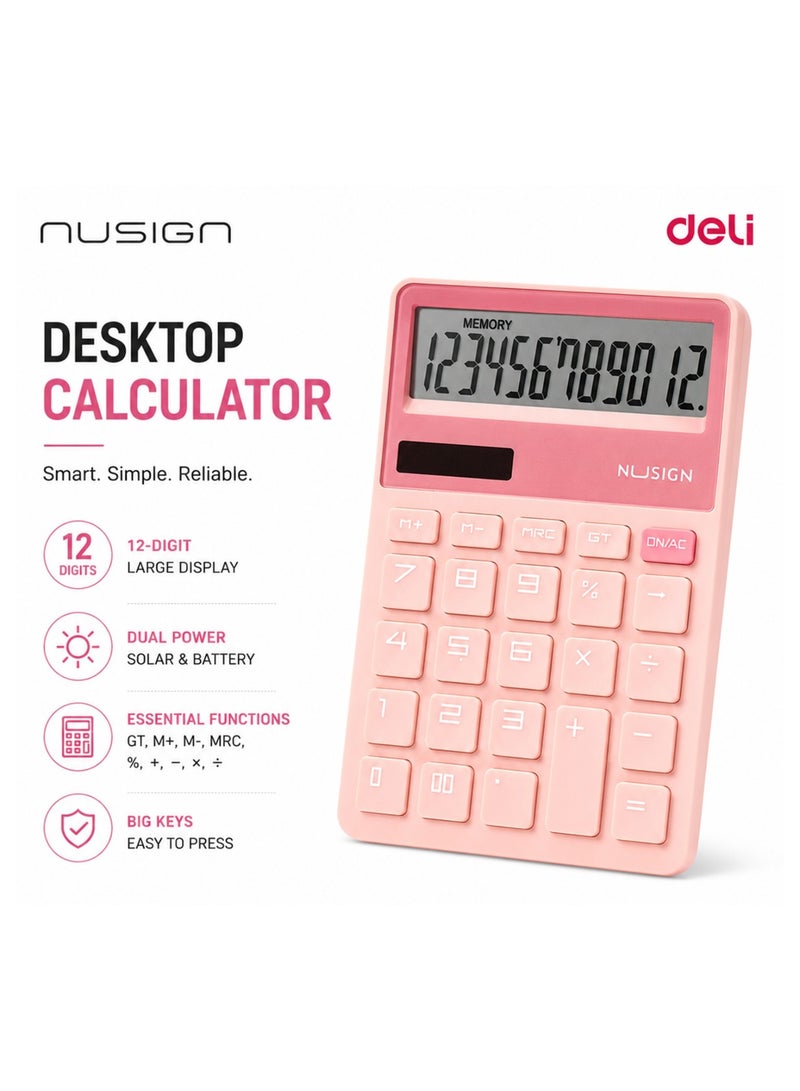 Deli 1-Piece Nusign Desktop Calculator Pink - Image 1