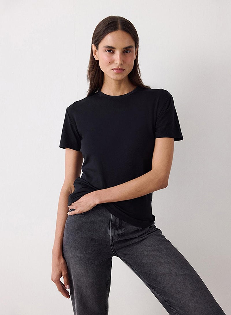 Penti Women's Cotton Casual Basic Oversize T-shirt - Black - Image 1