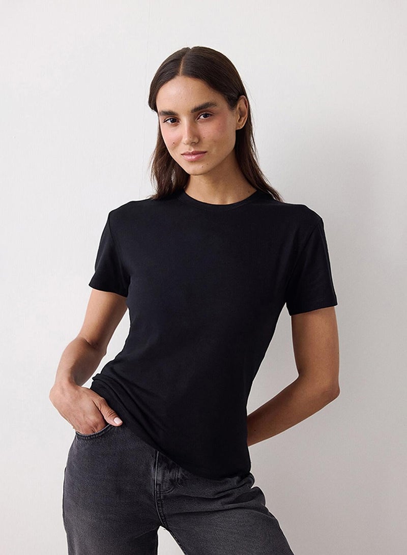 Penti Women's Cotton Casual Basic Oversize T-shirt - Black - Image 3