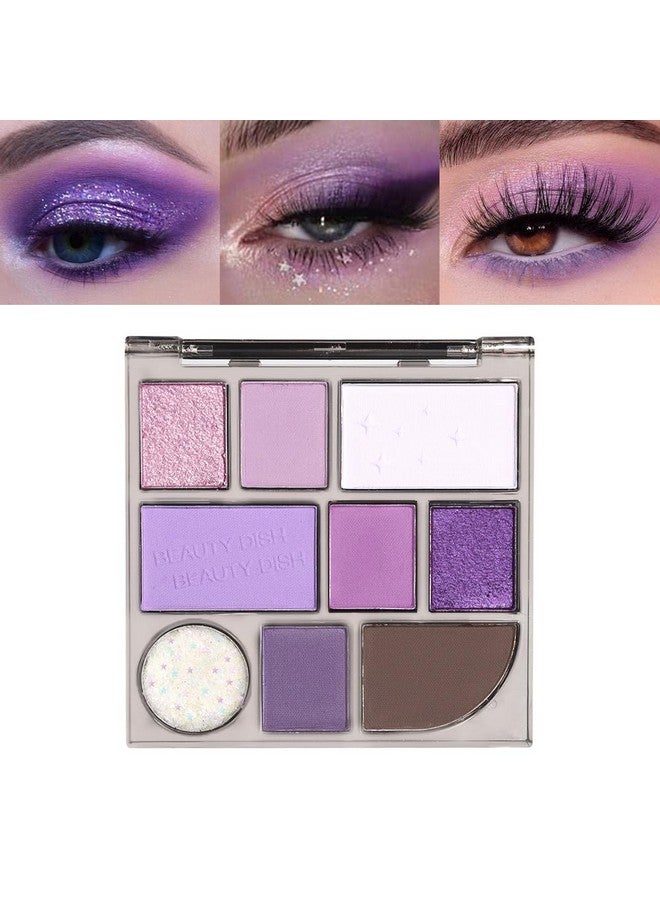 AMY'S DIARY 9 Colors Eyeshadow Palette Purple matte Glitter Makeup,light deep Purple Silver EyeShadow Long Lasting Colorful Eye Shadow Plattet for woman (101) - Image 1