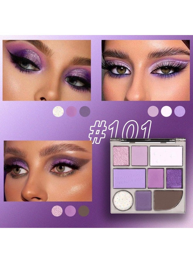 AMY'S DIARY 9 Colors Eyeshadow Palette Purple matte Glitter Makeup,light deep Purple Silver EyeShadow Long Lasting Colorful Eye Shadow Plattet for woman (101) - Image 3
