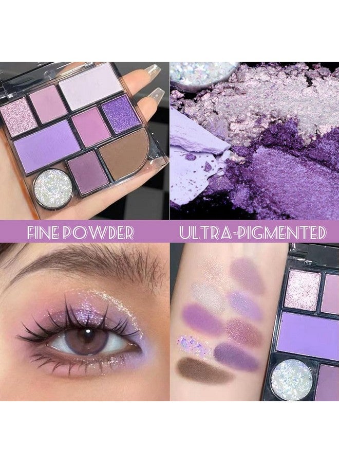 AMY'S DIARY 9 Colors Eyeshadow Palette Purple matte Glitter Makeup,light deep Purple Silver EyeShadow Long Lasting Colorful Eye Shadow Plattet for woman (101) - Image 4