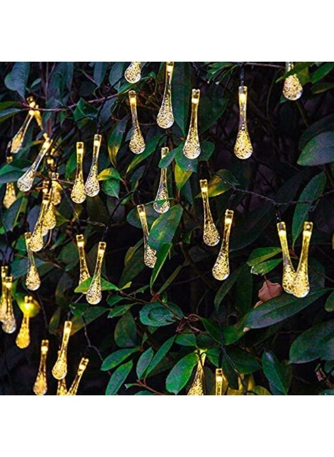 AL RAID LED Water Drop Light 5M 20 LED Waterdrop Outdoor Fairy String Lights with 2 Modes Waterproof Teardrop Lights for Fence Yard Summer Party Wedding Warm White  - Image 1