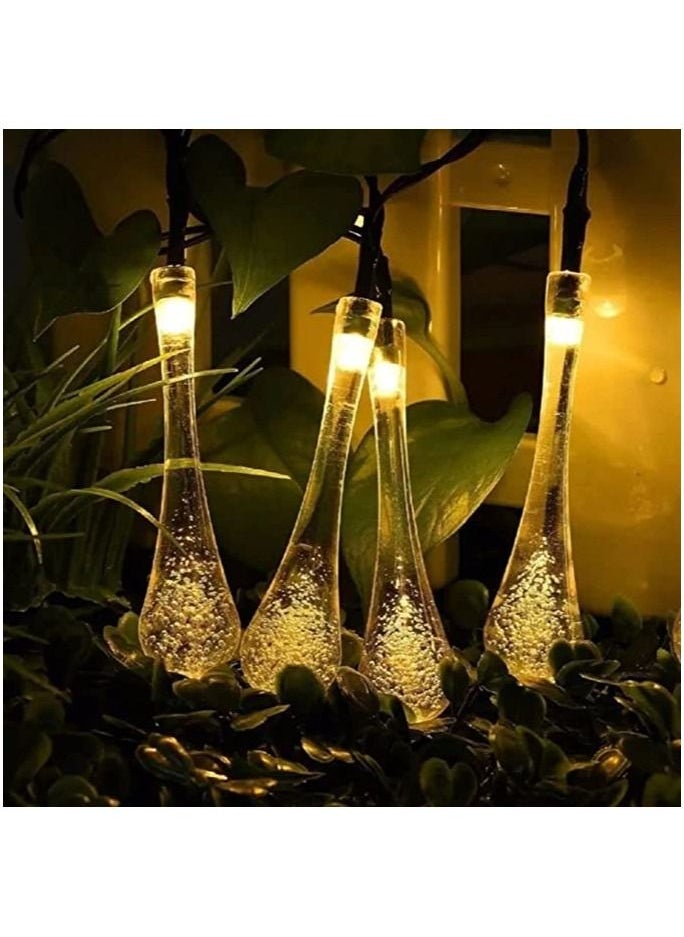 AL RAID LED Water Drop Light 5M 20 LED Waterdrop Outdoor Fairy String Lights with 2 Modes Waterproof Teardrop Lights for Fence Yard Summer Party Wedding Warm White  - Image 5