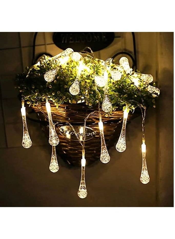 AL RAID LED Water Drop Light 5M 20 LED Waterdrop Outdoor Fairy String Lights with 2 Modes Waterproof Teardrop Lights for Fence Yard Summer Party Wedding Warm White  - Image 3