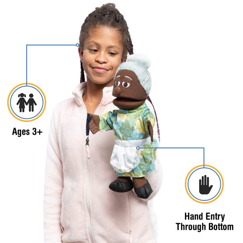 Silly Puppets 14" Granny, Black Grandmother, Hand Puppet - Image 2