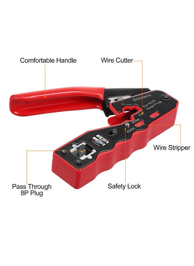 Generic - RJ45 Crimp Tool Kit All in One Pass Through Crimping Tool for Cat5e Cat6 Cat6a Pass Through Connector with 100Pcs Connectors 100Pcs Covers Network Cable Pliers Tester Blades - Image 1