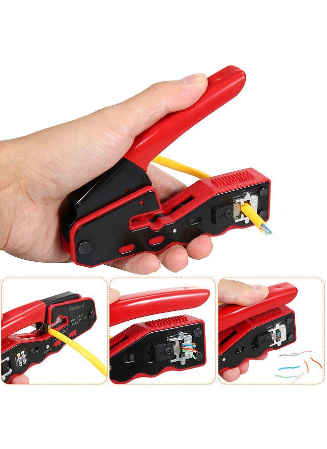 Generic - RJ45 Crimp Tool Kit All in One Pass Through Crimping Tool for Cat5e Cat6 Cat6a Pass Through Connector with 100Pcs Connectors 100Pcs Covers Network Cable Pliers Tester Blades - Image 1