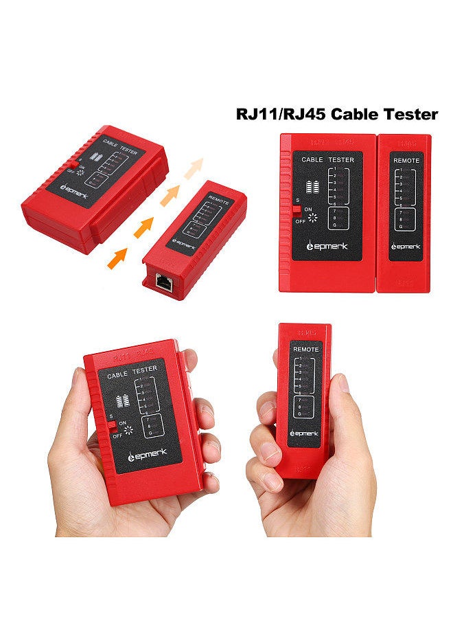 Generic - RJ45 Crimp Tool Kit All in One Pass Through Crimping Tool for Cat5e Cat6 Cat6a Pass Through Connector with 100Pcs Connectors 100Pcs Covers Network Cable Pliers Tester Blades - Image 1