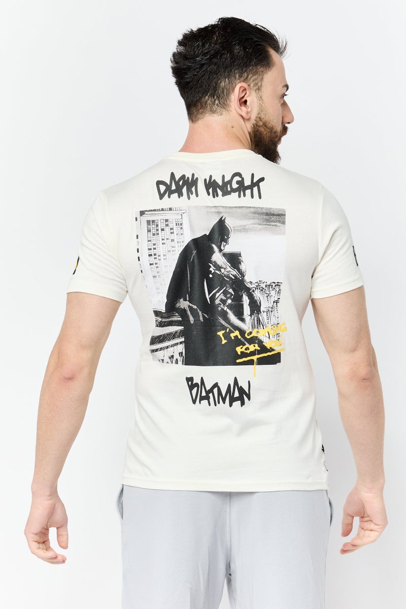 Batman DC Batman Men Crew Neck Short Sleeve Graphic Print T-Shirt, Off White - Image 4