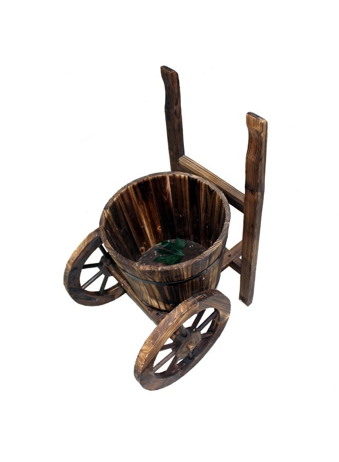 LINGWEI Wooden Planter Box Trolley Shape Flower Pot  35x65x65cm Brown Flower Pot - Image 2