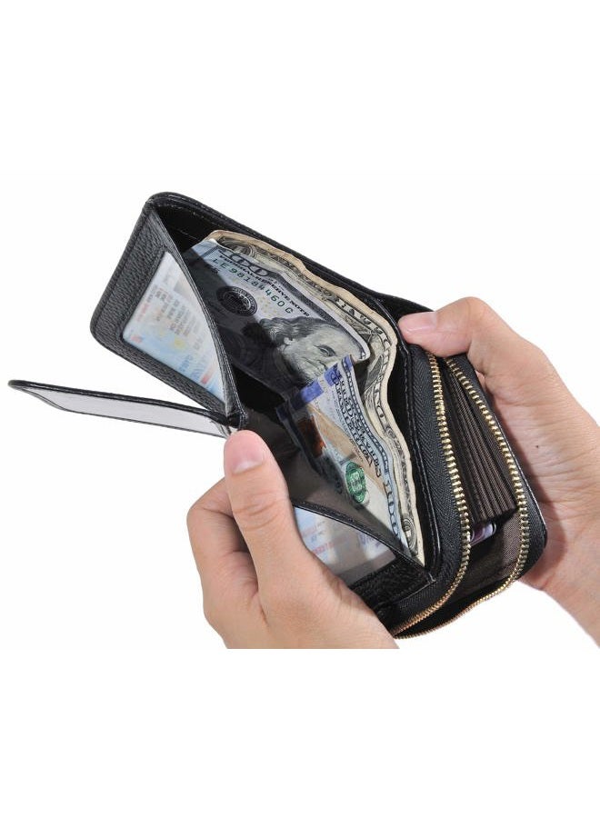 Beurlike Women's RFID Credit Card Holder Organizer Case Leather Security Wallet, A (10 Accordion) - Black - Image 4