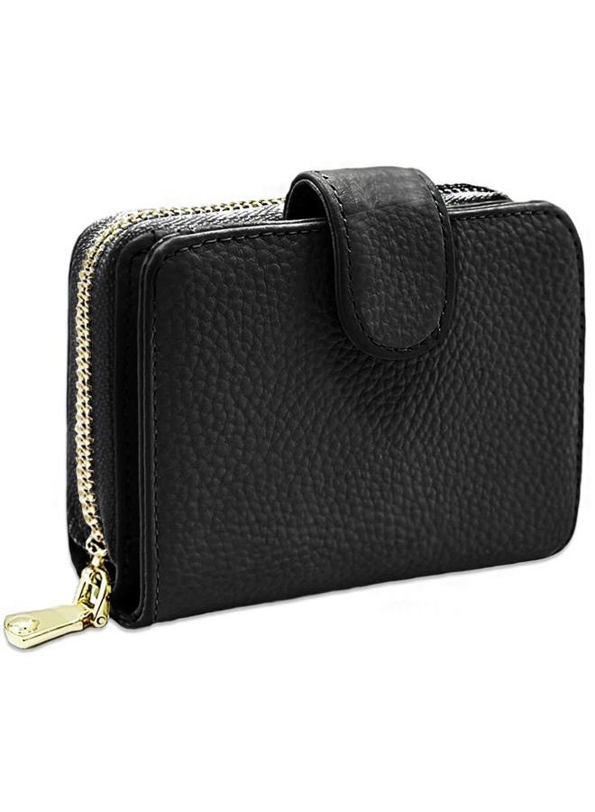Beurlike Women's RFID Credit Card Holder Organizer Case Leather Security Wallet, A (10 Accordion) - Black - Image 1