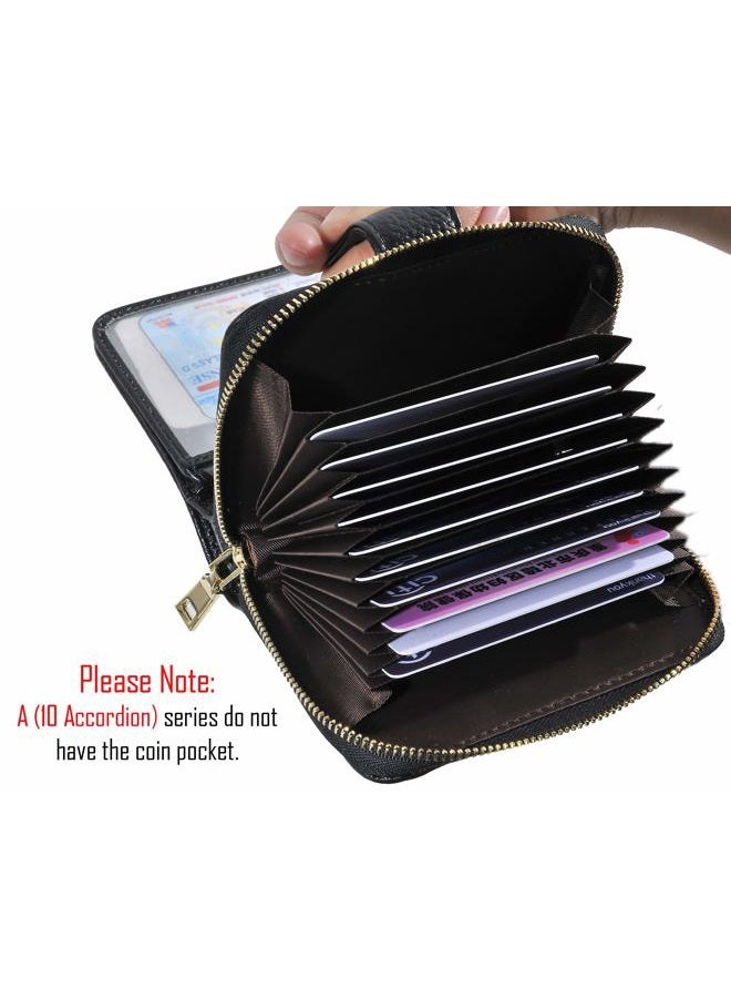 Beurlike Women's RFID Credit Card Holder Organizer Case Leather Security Wallet, A (10 Accordion) - Black - Image 5