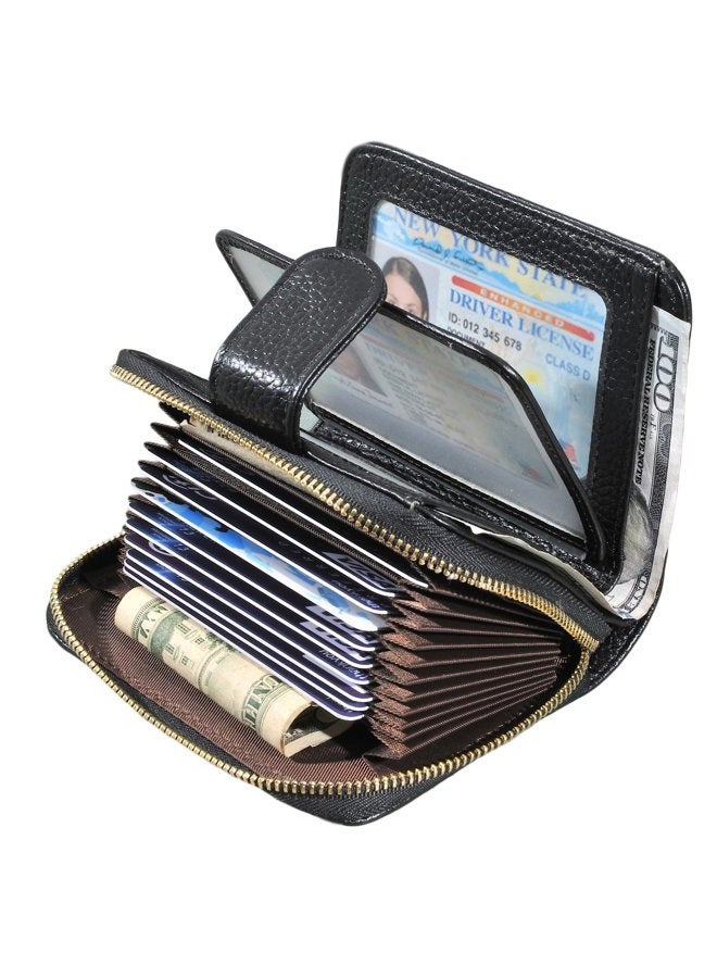 Beurlike Women's RFID Credit Card Holder Organizer Case Leather Security Wallet, A (10 Accordion) - Black - Image 3