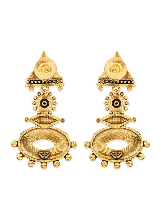 VOYLLA Rava Ball Oxidized Gold Dangle Earrings - Image 4