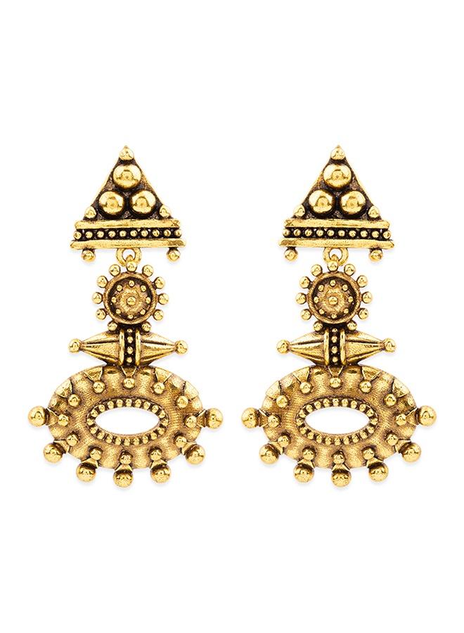 VOYLLA Rava Ball Oxidized Gold Dangle Earrings - Image 2